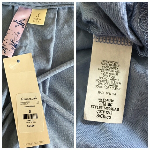 FRANCESCA'S OXFORD BLUE WOMEN BLOUSE TOP - Picture 3 of 4